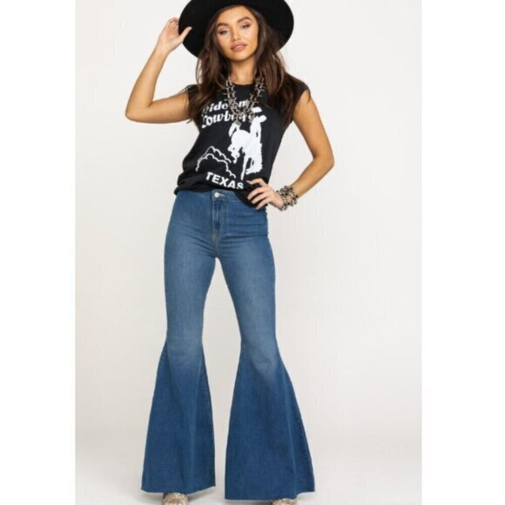 Free People High Rise Just Float On Flare Jeans in Medium Wash Size 28 Regular